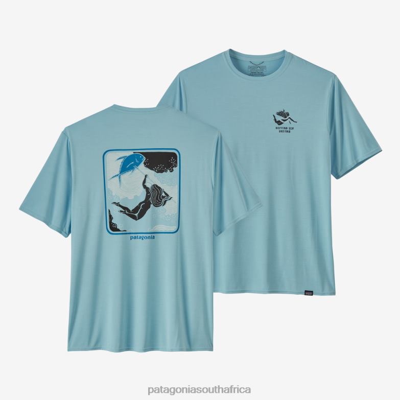 Men Capilene Cool Daily Graphic Shirt Defend Our Oceans: Fin Blue X-Dye Patagonia Apparel P6ZJ61862