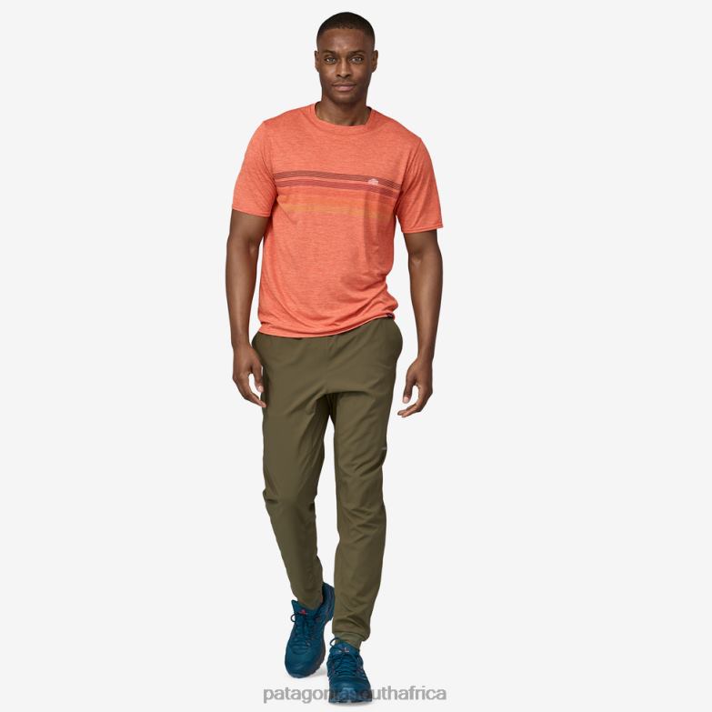 Men Capilene Cool Daily Graphic Shirt Line Logo Ridge Stripe: Quartz Coral X-Dye Patagonia Apparel P6ZJ61854