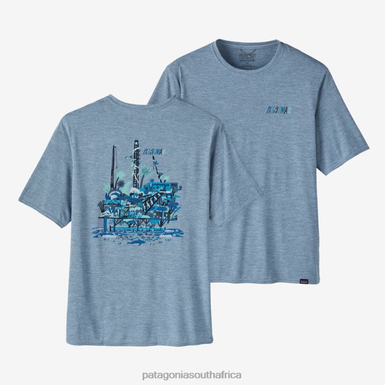 Men Capilene Cool Daily Graphic Shirt-Waters Reef The Rigs: Steam Blue X-Dye Patagonia Apparel P6ZJ61946