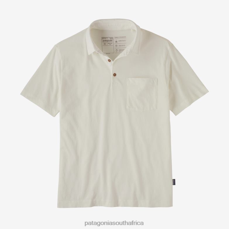 Men Cotton in Conversion Lightweight Polo Shirt Birch White Patagonia Apparel P6ZJ61956