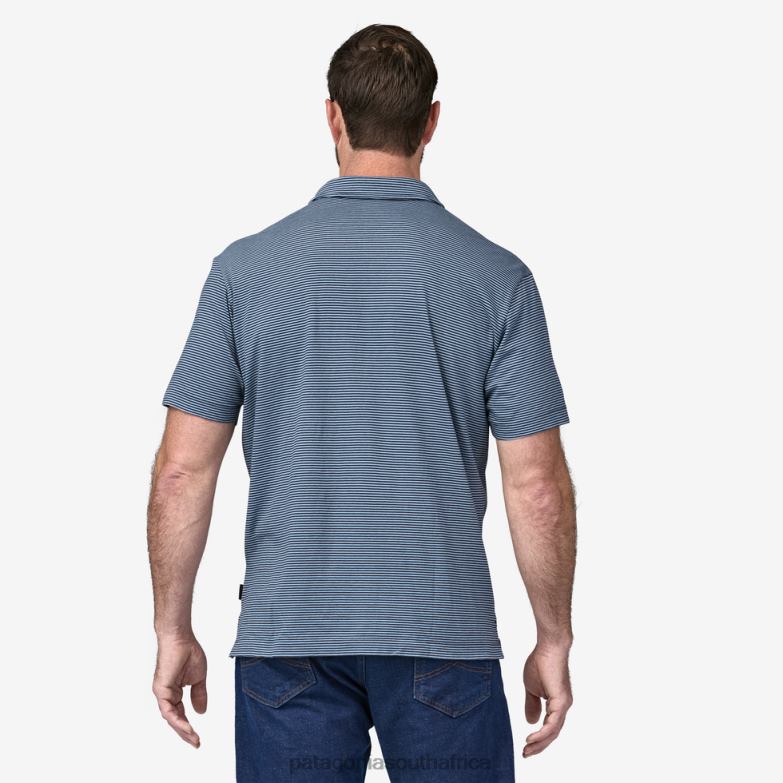 Men Cotton in Conversion Lightweight Polo Shirt Mirror Stripe: Wavy Blue Patagonia Apparel P6ZJ61958