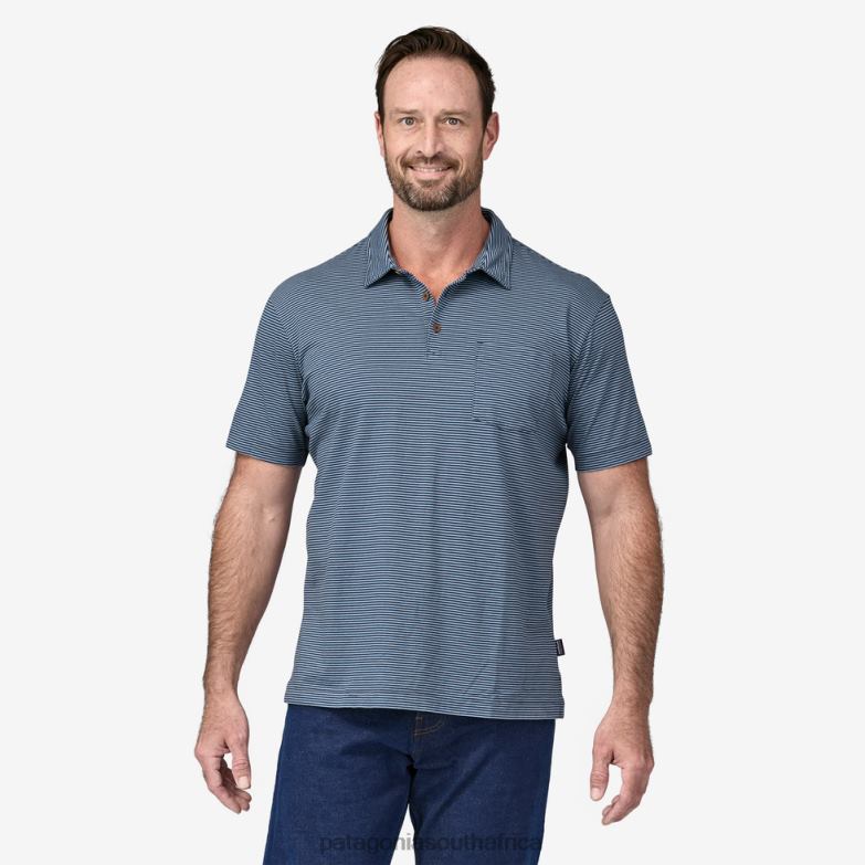 Men Cotton in Conversion Lightweight Polo Shirt Steam Blue Patagonia Apparel P6ZJ61959