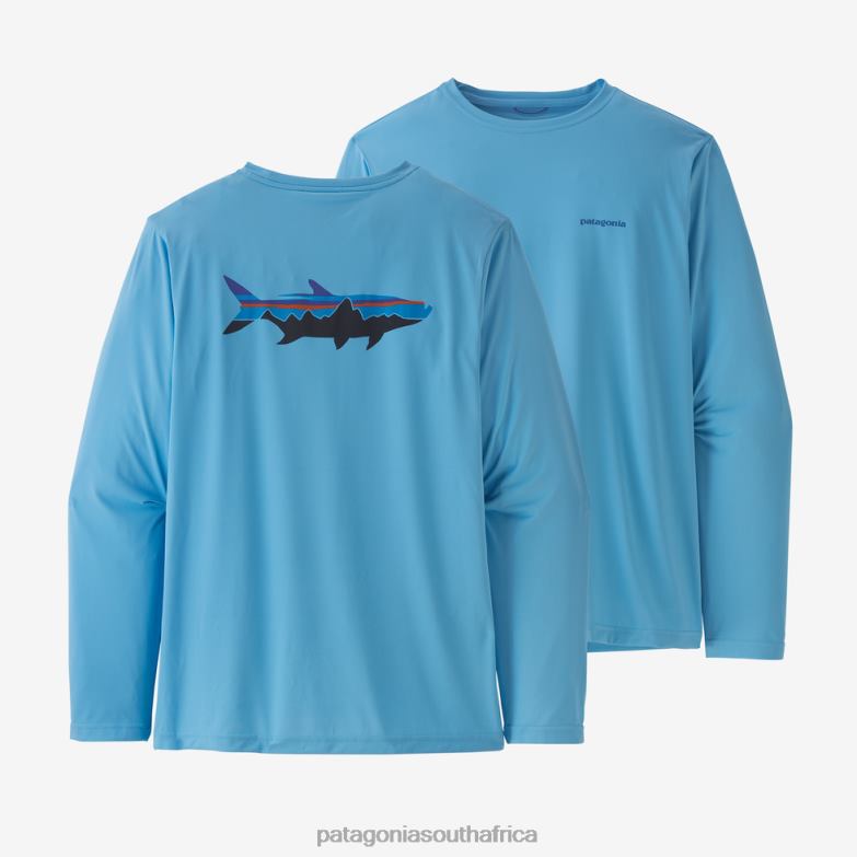 Men Long-Sleeved Capilene Cool Daily Fish Graphic Shirt Fitz Roy Tarpon: Lago Blue Patagonia Apparel P6ZJ61977