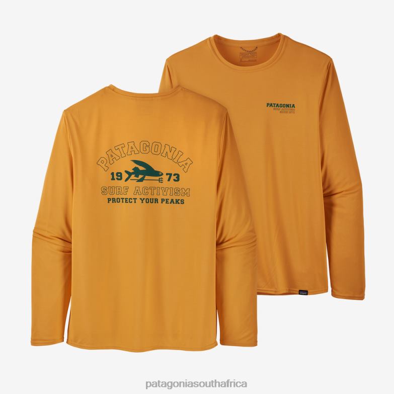 Men Long-Sleeved Capilene Cool Daily Graphic Shirt Team Surf Activist: Saffron X-Dye Patagonia Apparel P6ZJ61986