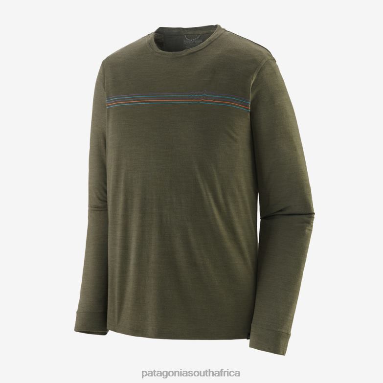 Men Long-Sleeved Capilene Cool Merino Graphic Shirt Fitz Roy Fader: Basin Green Patagonia Apparel P6ZJ62155