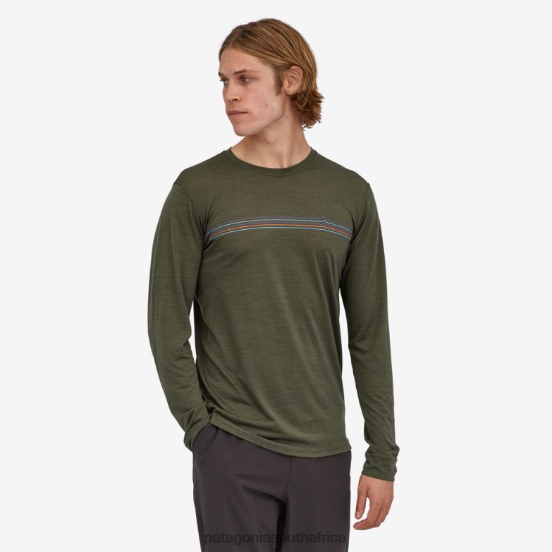 Men Long-Sleeved Capilene Cool Merino Graphic Shirt Fitz Roy Fader: Basin Green Patagonia Apparel P6ZJ62155
