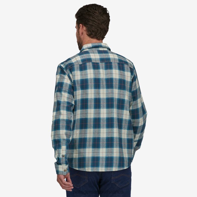 Men Long-Sleeved Cotton in Conversion Lightweight Fjord Flannel Shirt Beach Plaid: Tidepool Blue Patagonia Apparel P6ZJ62068