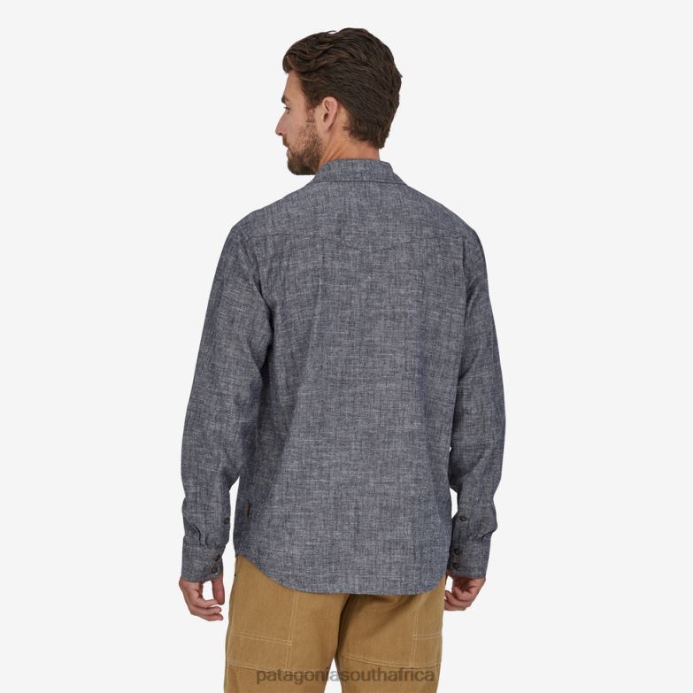 Men Long-Sleeved Western Snap Shirt Blue Ridge: Wool White Patagonia Apparel P6ZJ62135