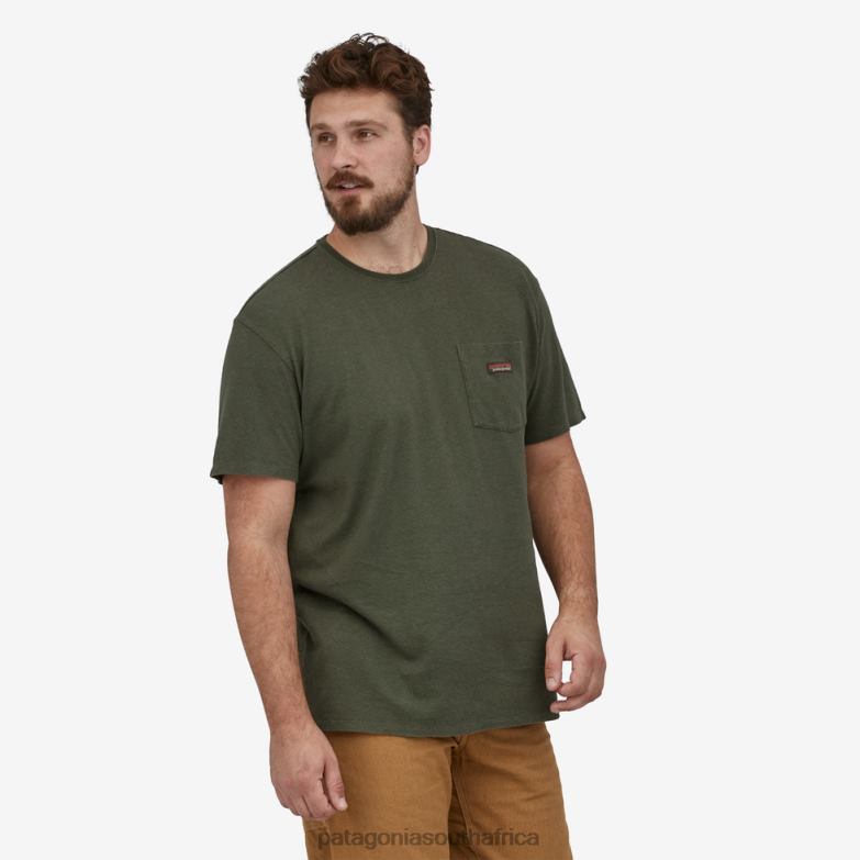 Men Work Pocket Tee Shirt Hemp Leaf: Friend Green Patagonia Apparel P6ZJ61941