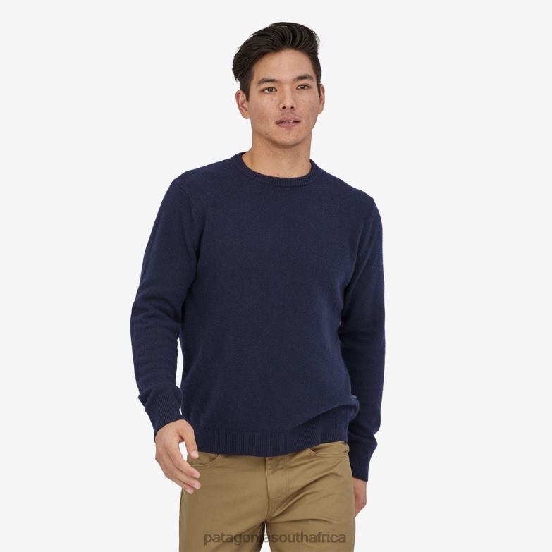 Men Recycled Cashmere Crewneck Sweater Navy Blue Patagonia Apparel P6ZJ62166