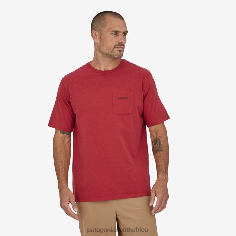 Men Line Logo Ridge Pocket Responsibili-Tee Sumac Red Patagonia Apparel P6ZJ61935