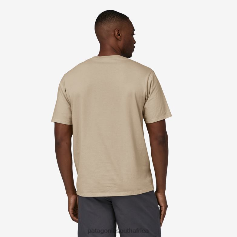 Men Line Logo Ridge Stripe Organic Pocket T-Shirt Oar Tan Patagonia Apparel P6ZJ62122