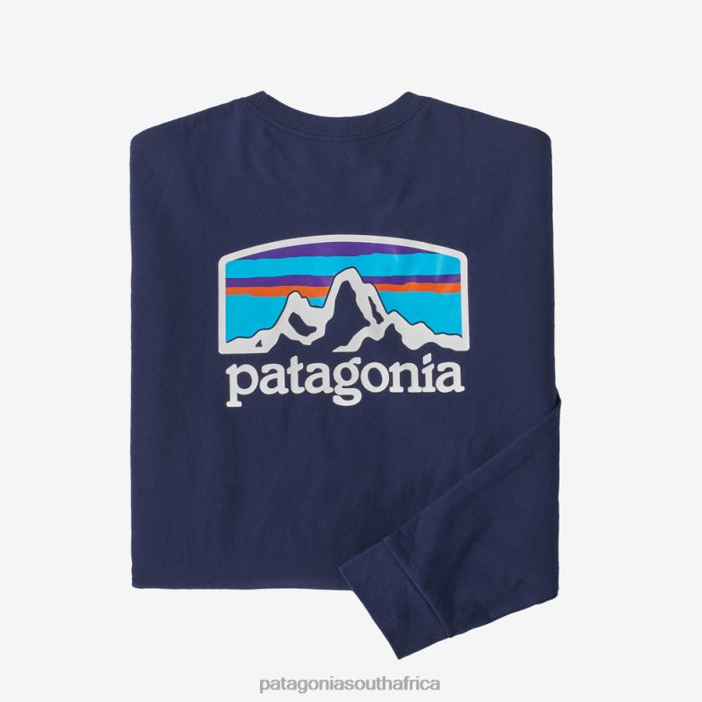 Men Long-Sleeved Fitz Roy Horizons Responsibili-Tee Sound Blue Patagonia Apparel P6ZJ62152