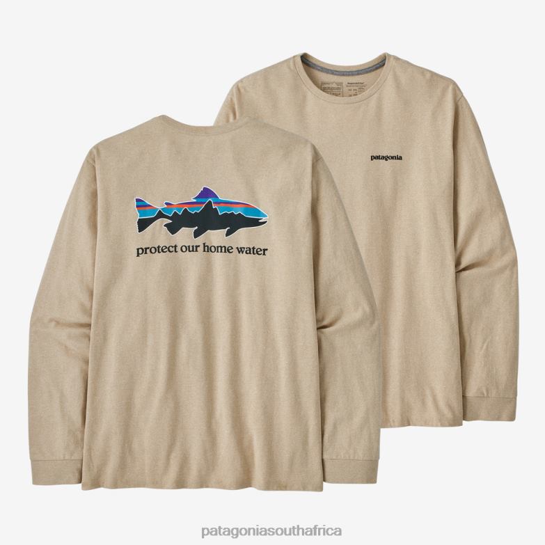 Men Long-Sleeved Home Water Trout Responsibili-Tee Oar Tan Patagonia Apparel P6ZJ62220