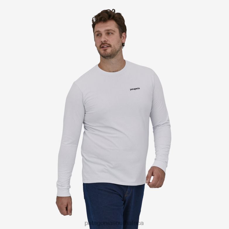 Men Long-Sleeved Line Logo Ridge Responsibili-Tee White Patagonia Apparel P6ZJ62088