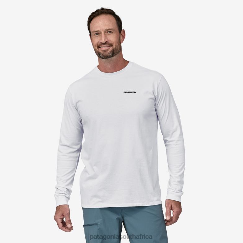 Men Long-Sleeved P-6 Logo Responsibili-Tee White Patagonia Apparel P6ZJ61904