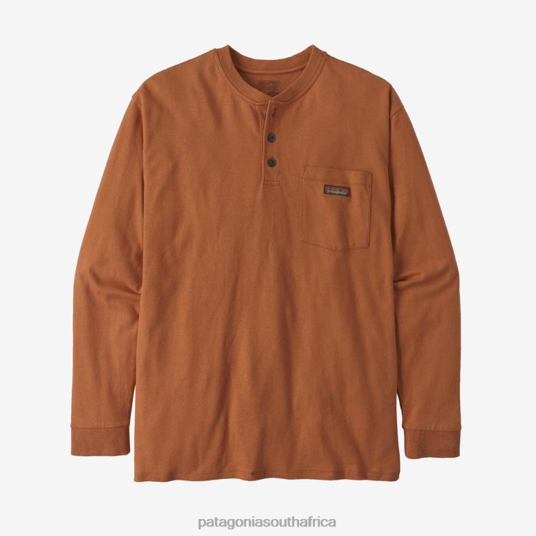 Men Long-Sleeved Work Henley Pocket Tee Fertile Brown Patagonia Apparel P6ZJ62116