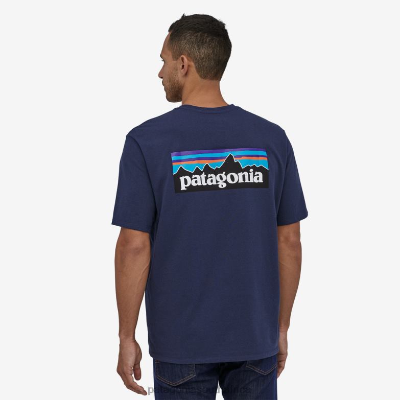 Men P-6 Logo Responsibili-Tee Classic Navy Patagonia Apparel P6ZJ61875