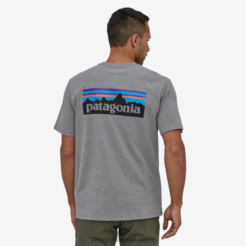 Men P-6 Logo Responsibili-Tee Gravel Heather Patagonia Apparel P6ZJ61876