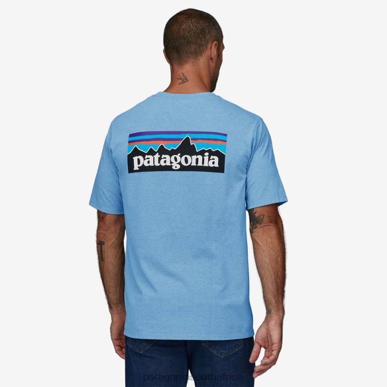Men P-6 Logo Responsibili-Tee Lago Blue Patagonia Apparel P6ZJ61884