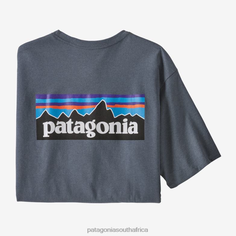 Men P-6 Logo Responsibili-Tee Plume Grey Patagonia Apparel P6ZJ61879