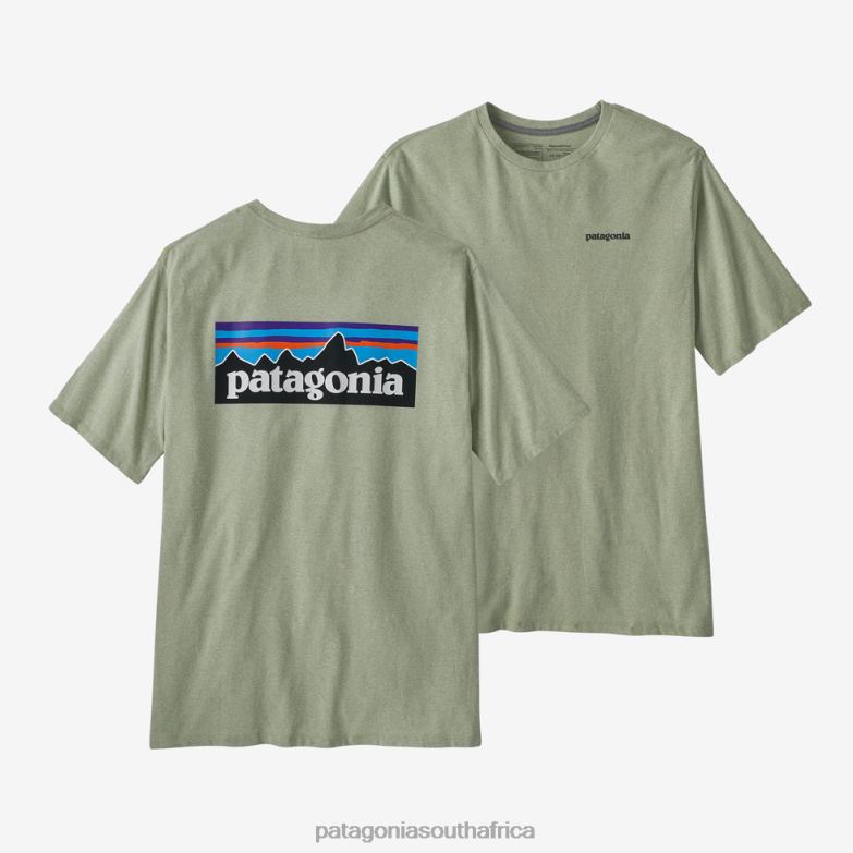 Men P-6 Logo Responsibili-Tee Salvia Green Patagonia Apparel P6ZJ61873