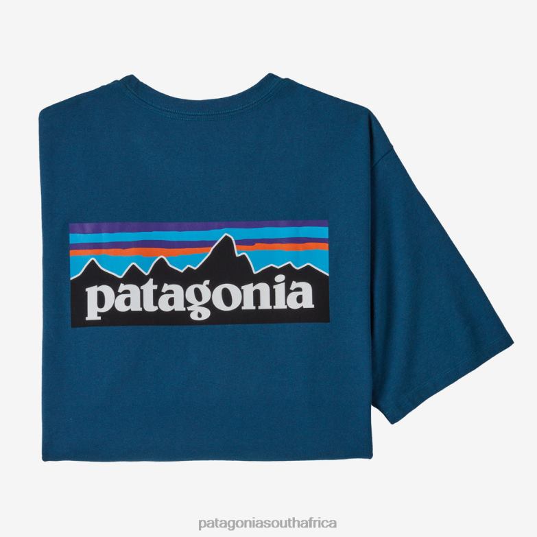 Men P-6 Logo Responsibili-Tee Wavy Blue Patagonia Apparel P6ZJ61883