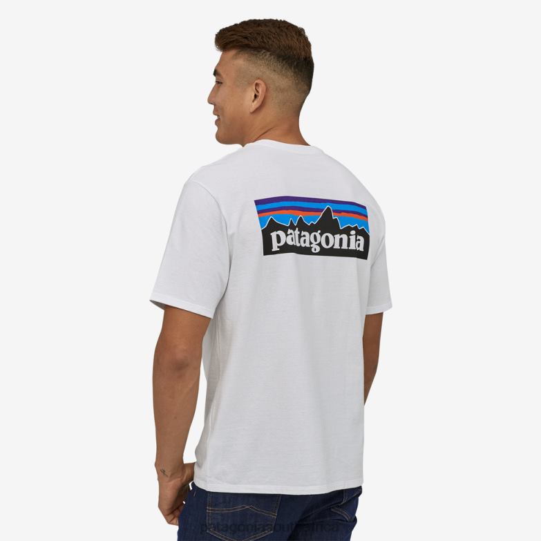 Men P-6 Logo Responsibili-Tee White Patagonia Apparel P6ZJ61878