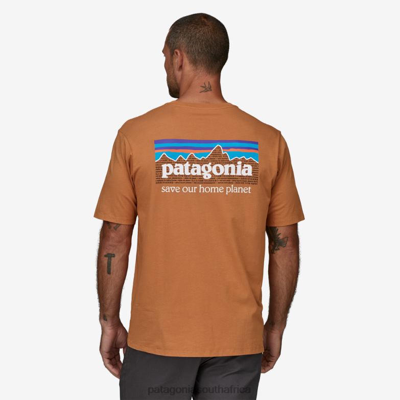 Men P-6 Mission Organic T-Shirt Fertile Brown Patagonia Apparel P6ZJ62034