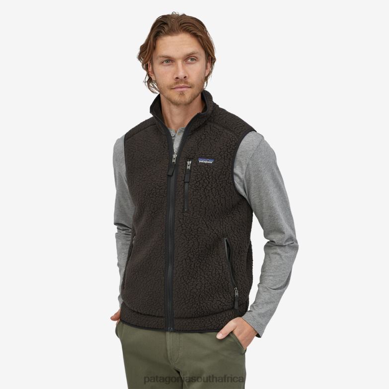 Men Retro Pile Fleece Vest Black Patagonia Apparel P6ZJ61581
