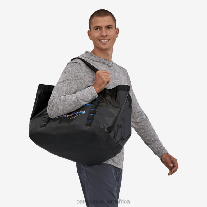 Unisex Black Hole Gear Tote 61L Black w/Fitz Trout Patagonia Accessories P6ZJ63291