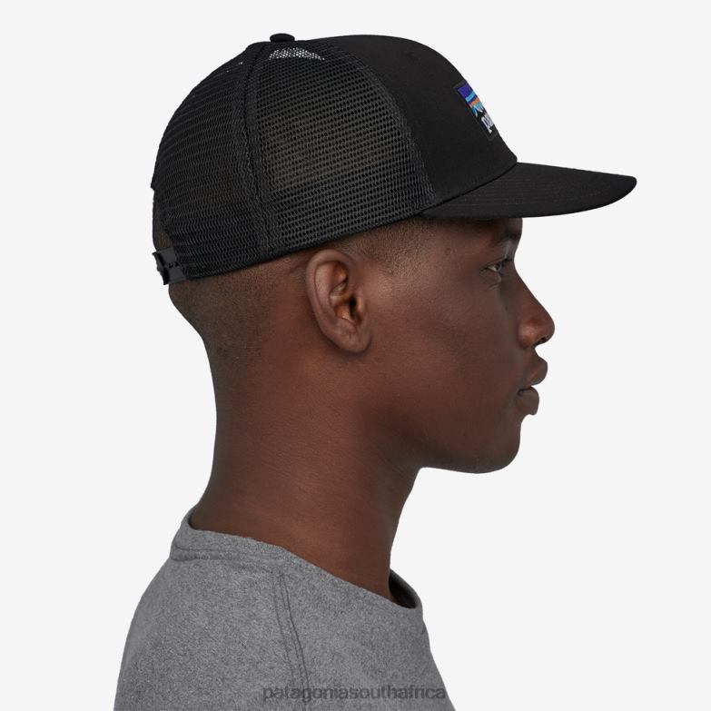 Women P-6 Logo Trucker Hat Black Patagonia Accessories P6ZJ61297