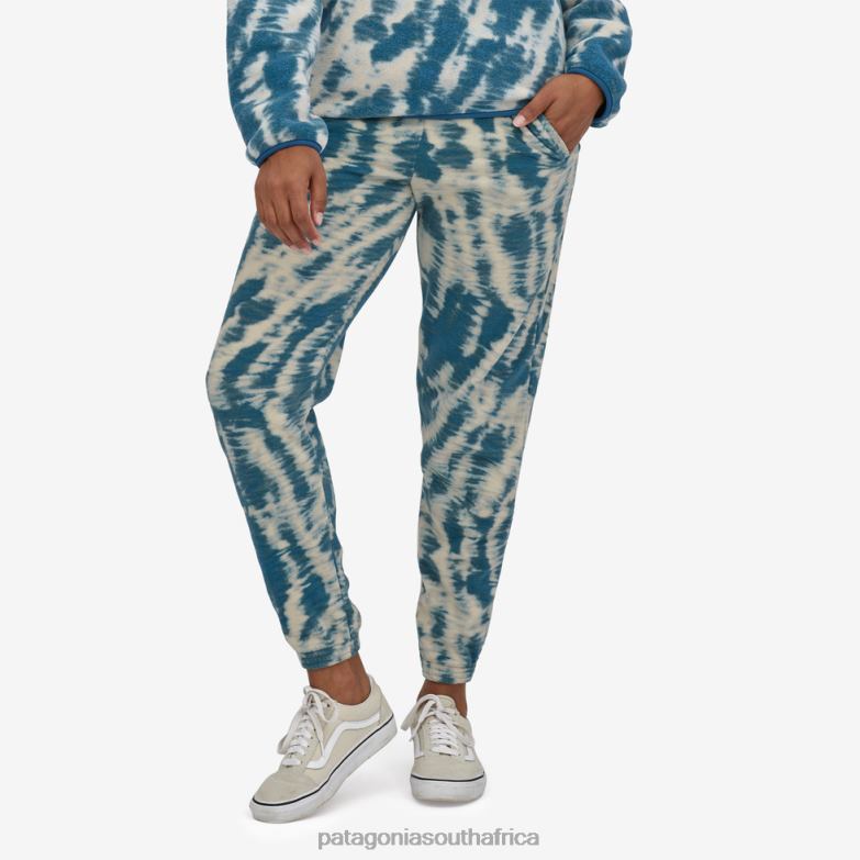 Women Micro D Fleece Joggers Mighty Mycelium: Wavy Blue Patagonia Apparel P6ZJ61082
