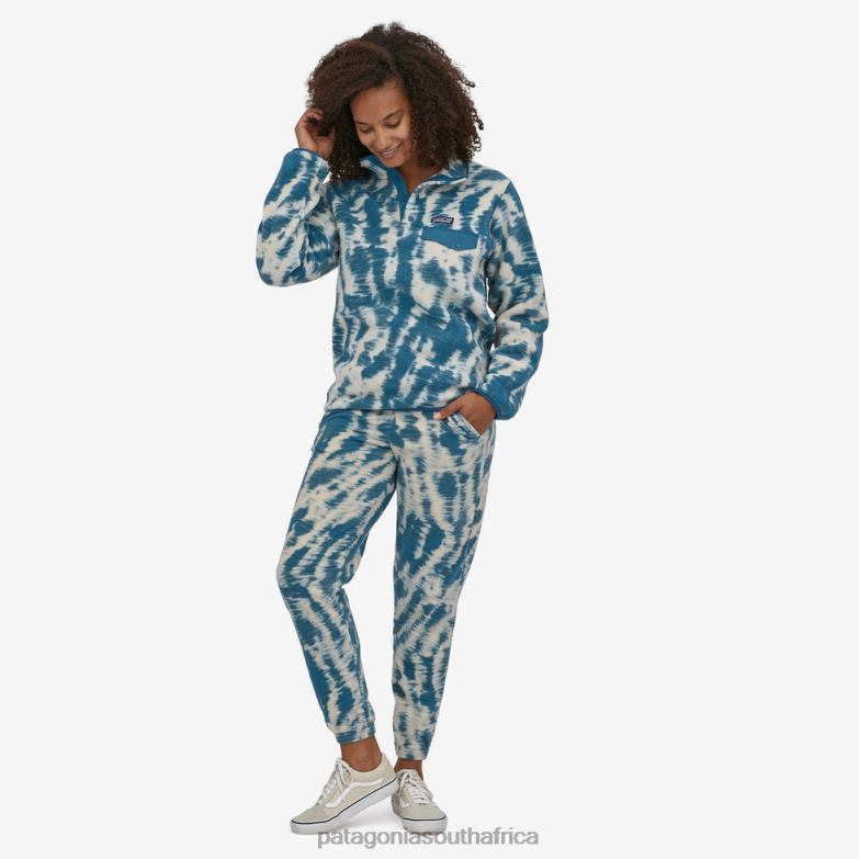 Women Micro D Fleece Joggers Mighty Mycelium: Wavy Blue Patagonia Apparel P6ZJ61082