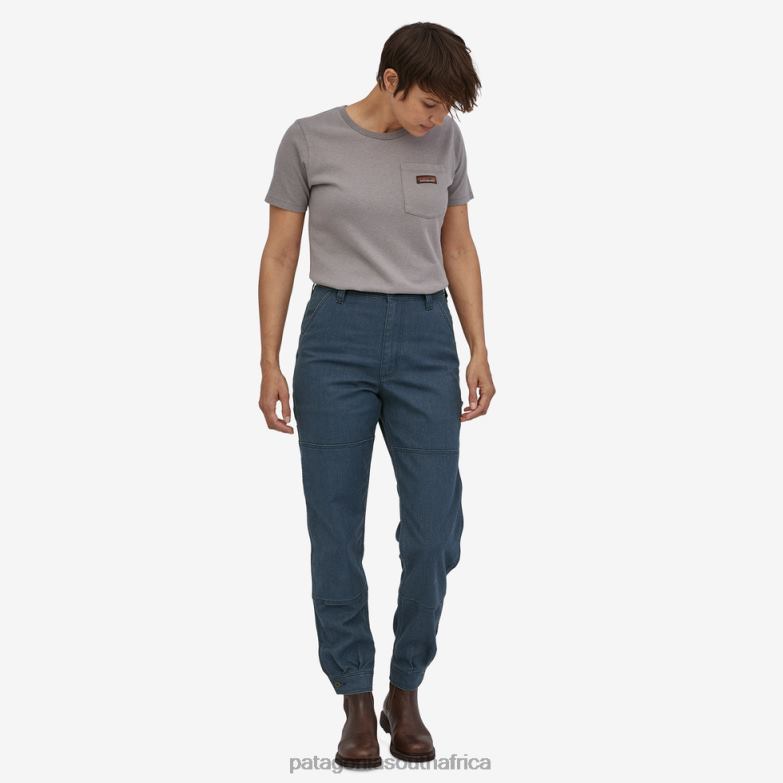 Women All Seasons Hemp Canvas Double Knee Pants-Short Stone Blue Patagonia Apparel P6ZJ6976