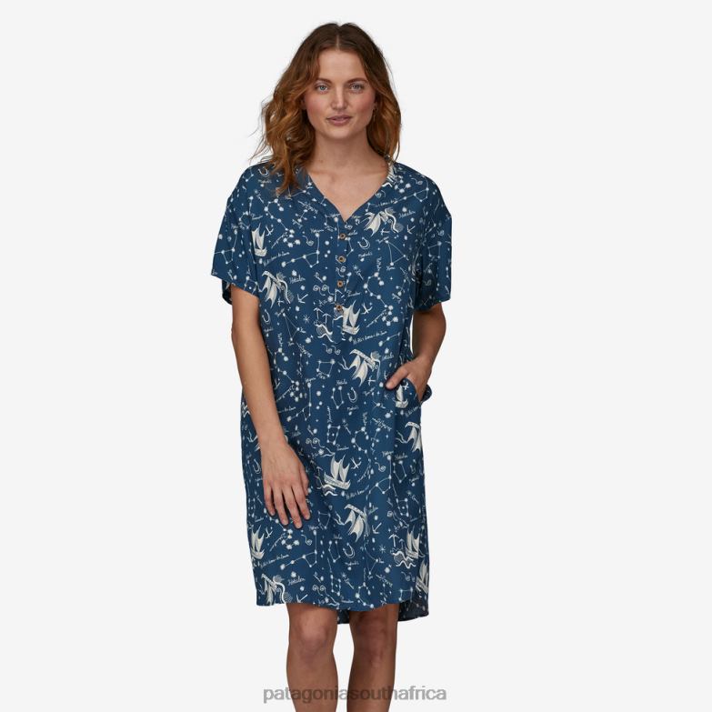 Women Short-Sleeved Pataloha Dress Ho'okele: Tidepool Blue Patagonia Apparel P6ZJ61136