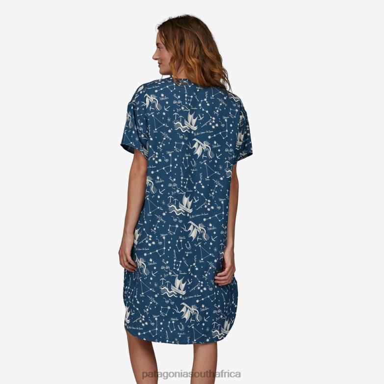 Women Short-Sleeved Pataloha Dress Ho'okele: Tidepool Blue Patagonia Apparel P6ZJ61136