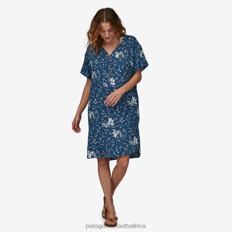 Women Short-Sleeved Pataloha Dress Ho'okele: Tidepool Blue Patagonia Apparel P6ZJ61136