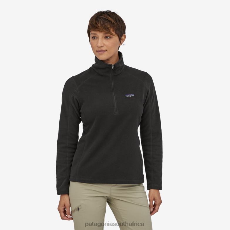 Women Micro D 1/4-Zip Fleece Black Patagonia Apparel P6ZJ6448