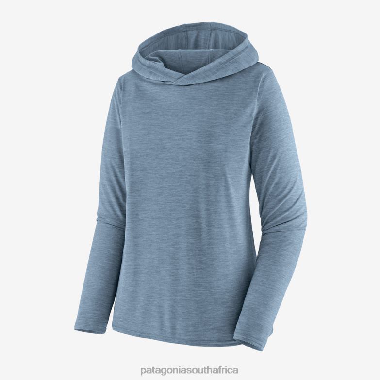 Women Capilene Cool Daily Hoody Steam Blue - Light Plume Grey X-Dye Patagonia Apparel P6ZJ6714