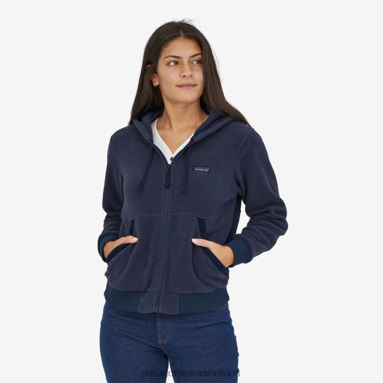 Women Shearling Fleece Hoody New Navy Patagonia Apparel P6ZJ6365