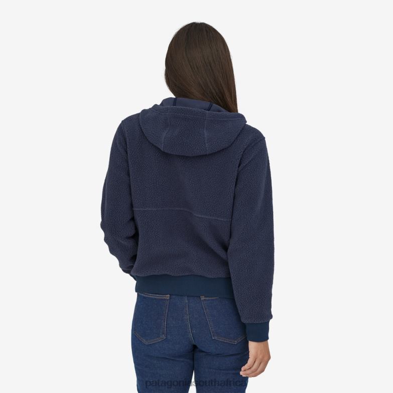 Women Shearling Fleece Hoody New Navy Patagonia Apparel P6ZJ6365
