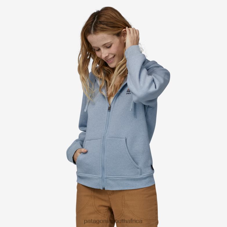 Women Skyline Stencil Uprisal Full-Zip Hoody Steam Blue Patagonia Apparel P6ZJ6549