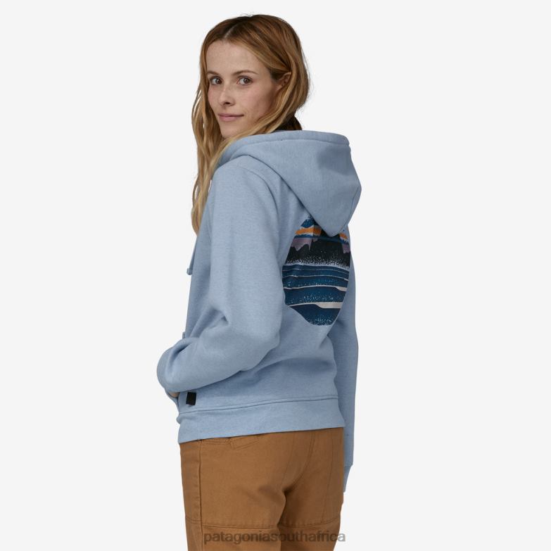 Women Skyline Stencil Uprisal Full-Zip Hoody Steam Blue Patagonia Apparel P6ZJ6549