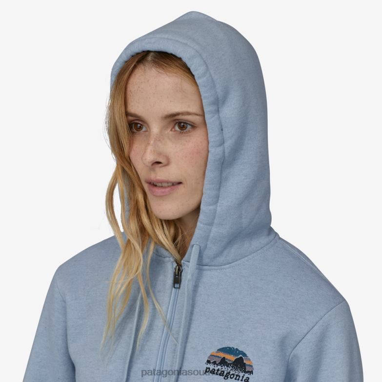 Women Skyline Stencil Uprisal Full-Zip Hoody Steam Blue Patagonia Apparel P6ZJ6549