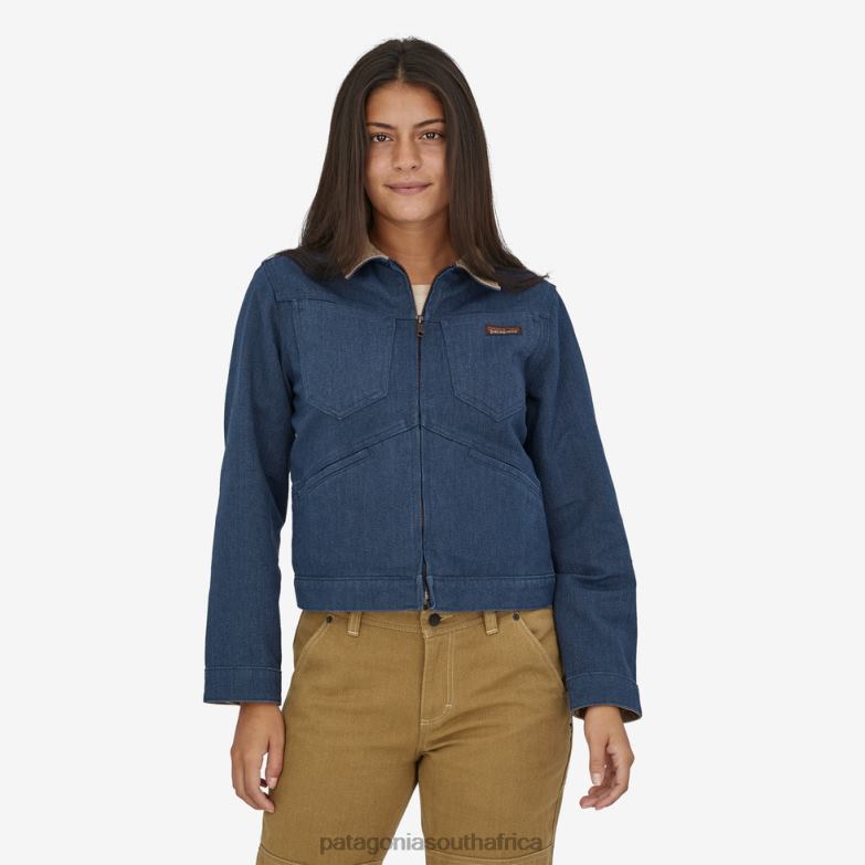Women Iron Forge Hemp Canvas Ranch Jacket Stone Blue Patagonia Apparel P6ZJ6332