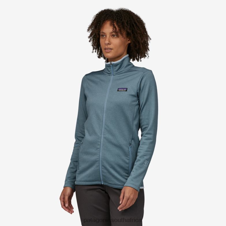 Women R1 Daily Jacket Light Plume Grey - Steam Blue X-Dye Patagonia Apparel P6ZJ6243