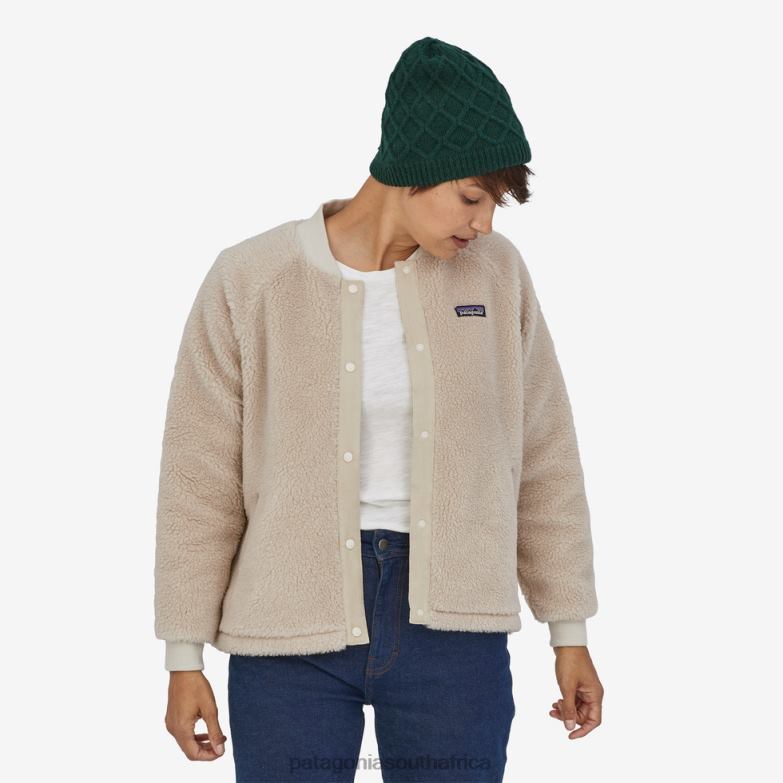 Women Woolyester Pile Fleece Bomber Jacket Natural Patagonia Apparel P6ZJ6419