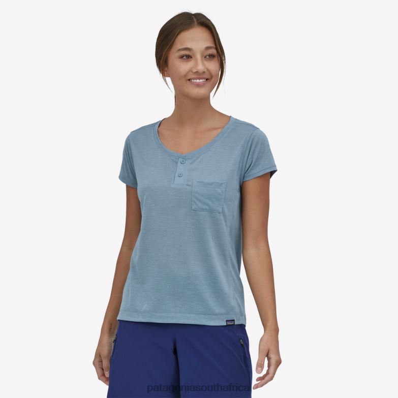 Women Capilene Cool Trail Bike Henley Furrow Stripe: Dusky Brown Patagonia Apparel P6ZJ6810