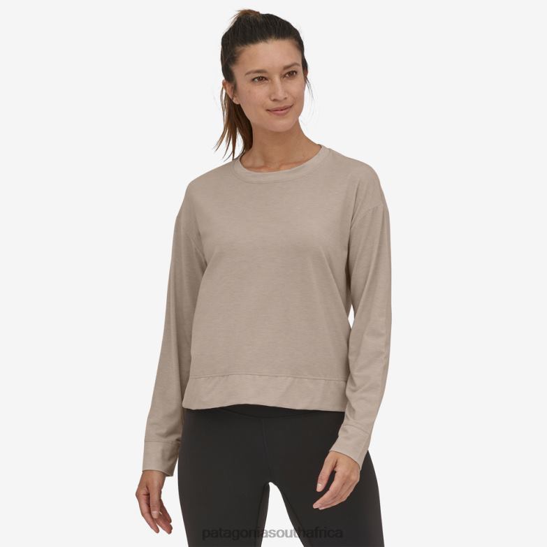 Women Long-Sleeved Glorya Twist Top Shroom Taupe Patagonia Apparel P6ZJ6884